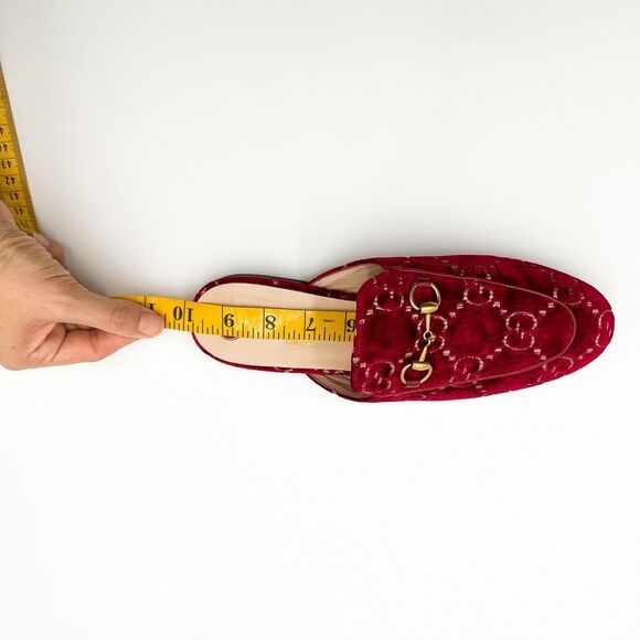 Gucci Princetown Mules Velvet Red GG Horsebit Slipper Size 37.5, 7.5 - Picture 14 of 14